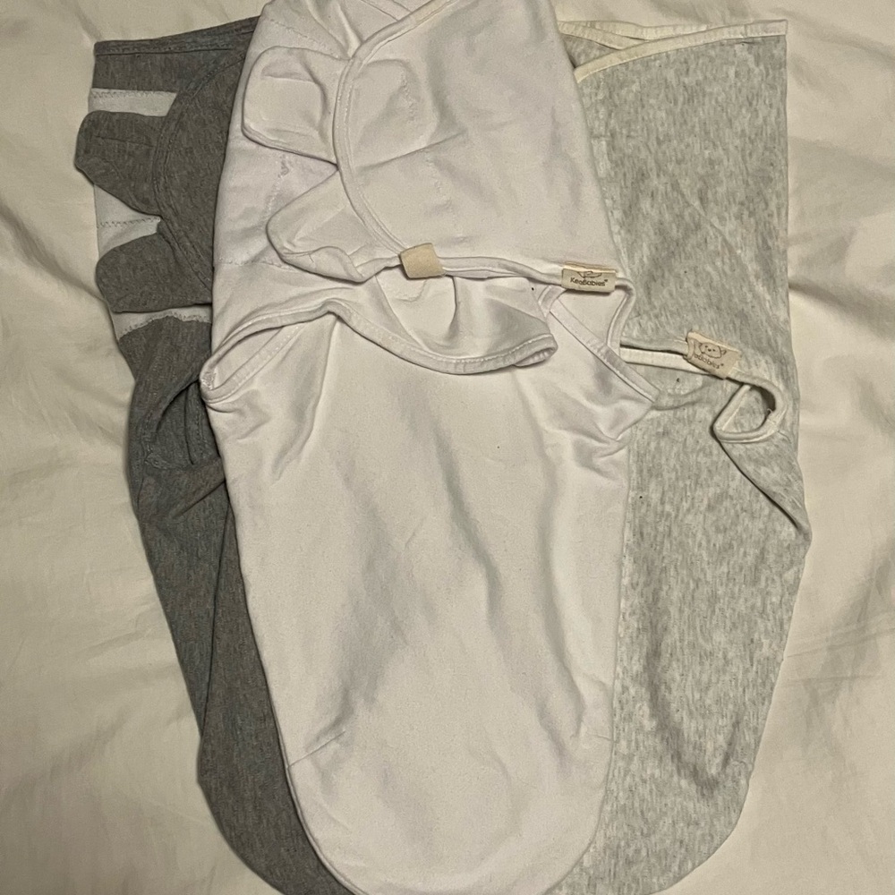 KeaBabies Swaddle Sleep Sacks - White and Gray set of 3